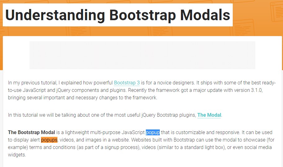  An additional  handy article  relating to Bootstrap Modal Popup